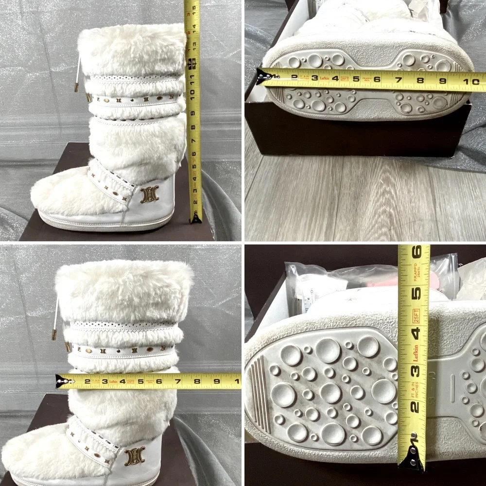 ✨HP✨AUTH CELINE MOON BOOTS Leather & Rabbit Fur EUC 38-40 - Picture 14 of 17